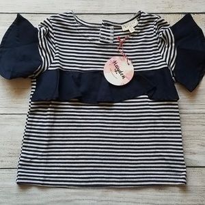 Girl’s Ruffle Sleeve Striped Top